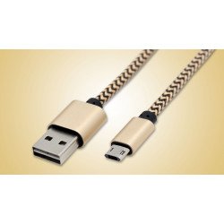 Micro 2A USB V8V9 Heavy Duty Braided Cable 3FT (Champagne Gold)